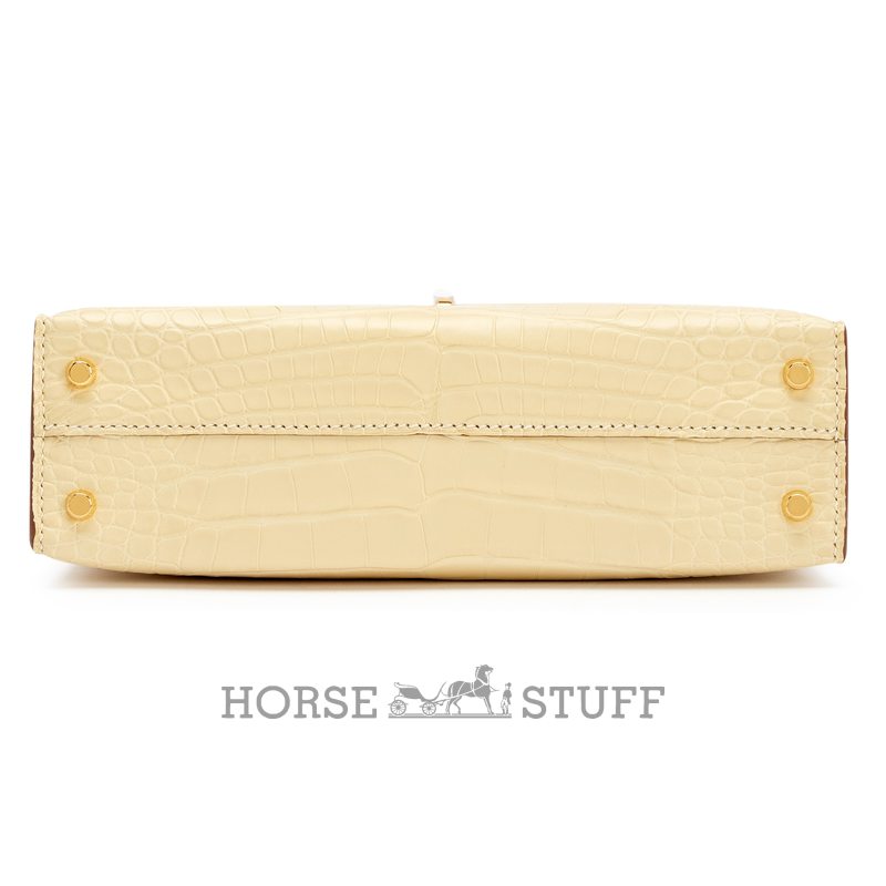 Hermès Kelly Sellier Mini II Vanilla Matte Crocodile Alligator GHW