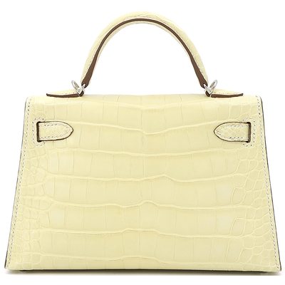 Hermès Kelly Sellier Mini II Vanilla Matte Crocodile Alligator PHW
