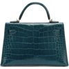 Hermès Kelly Sellier Mini II Vert Bosphore Lisse Crocodile Alligator GHW