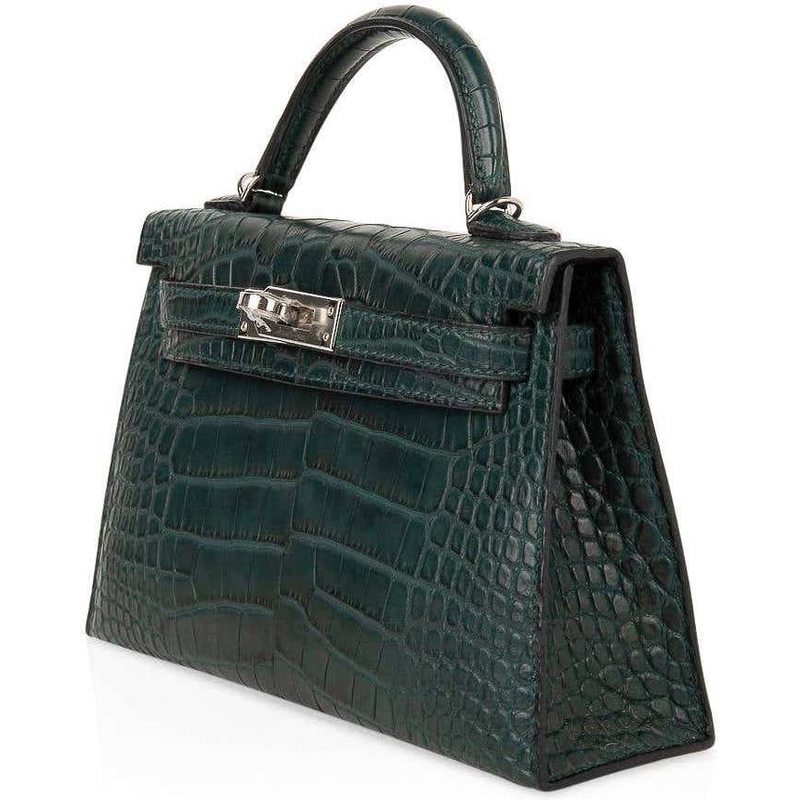 Hermès Kelly Sellier Mini II Vert Cypress Matte Crocodile Alligator PHW