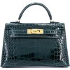 Hermès Kelly Sellier Mini II Vert Cypress Shiny Crocodile Alligator GHW
