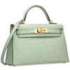 Hermès Kelly Sellier Mini II Vert d'Eau Matte Crocodile Alligator GHW