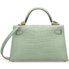 Hermès Kelly Sellier Mini II Vert d'Eau Matte Crocodile Alligator GHW