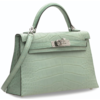 Hermès Kelly Sellier Mini II Vert d'Eau Matte Crocodile Alligator PHW