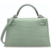 Hermès Kelly Sellier Mini II Vert d'Eau Matte Crocodile Alligator PHW