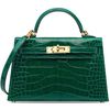 Hermès Kelly Sellier Mini II Vert Emerald Lisse Crocodile Alligator GHW