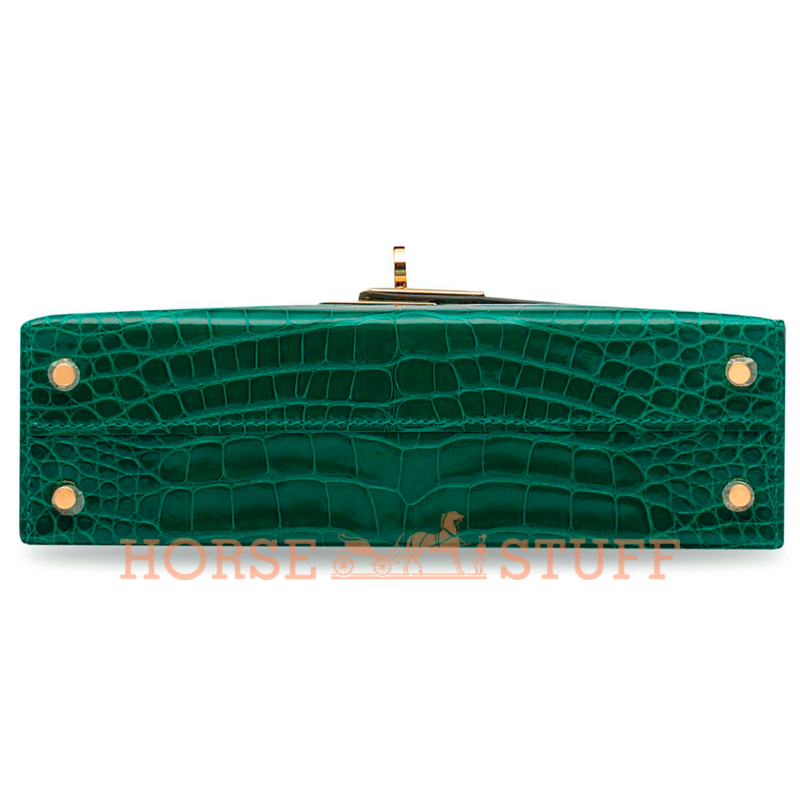 Hermès Kelly Sellier Mini II Vert Emerald Lisse Crocodile Alligator GHW