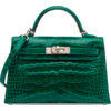 Hermès Kelly Sellier Mini II Vert Emerald Lisse Crocodile Alligator PHW