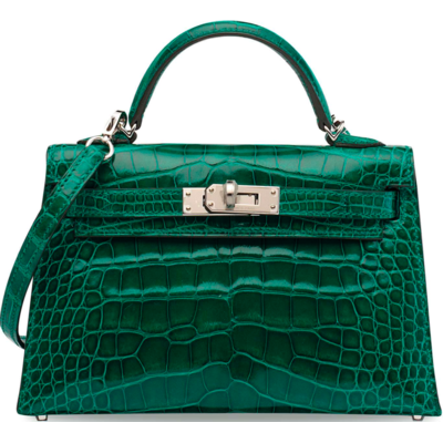 Hermès Kelly Sellier Mini II Vert Emerald Lisse Crocodile Alligator PHW