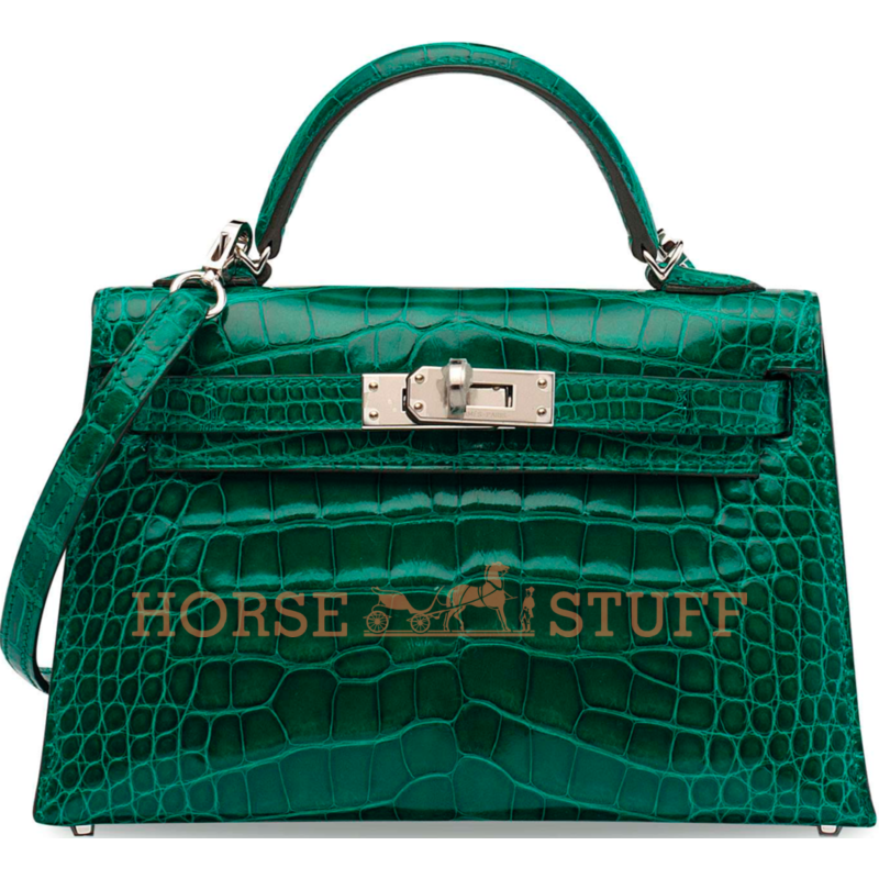 Hermès Kelly Sellier Mini II Vert Emerald Lisse Crocodile Alligator PHW