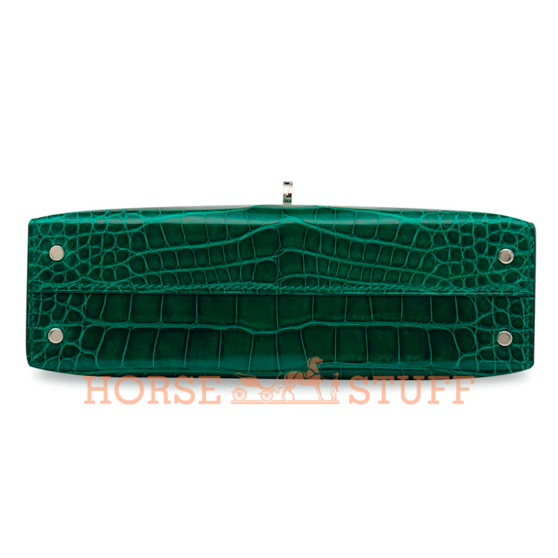 Hermès Kelly Sellier Mini II Vert Emerald Lisse Crocodile Alligator PHW