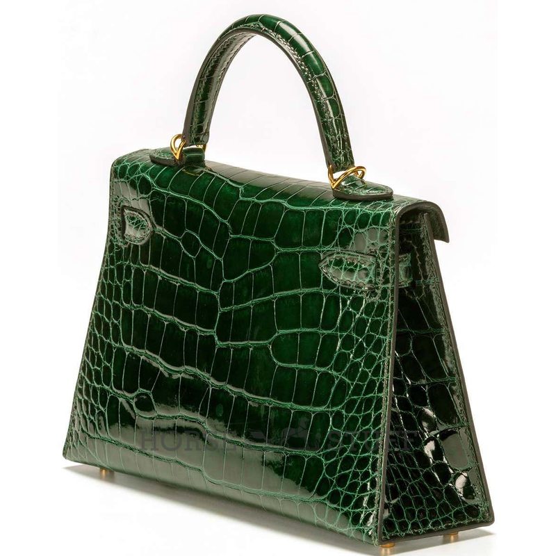 Hermès Kelly Sellier Mini II Vert Fonce Lisse Crocodile Alligator GHW