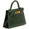 Hermès Kelly Sellier Mini II Vert Fonce Lisse Crocodile Alligator GHW