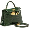 Hermès Kelly Sellier Mini II Vert Fonce Lisse Crocodile Alligator GHW