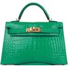 Hermès Kelly Sellier Mini II Vert Jade Lisse Crocodile Alligator GHW