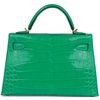 Hermès Kelly Sellier Mini II Vert Jade Lisse Crocodile Alligator GHW