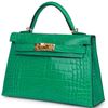 Hermès Kelly Sellier Mini II Vert Jade Lisse Crocodile Alligator GHW