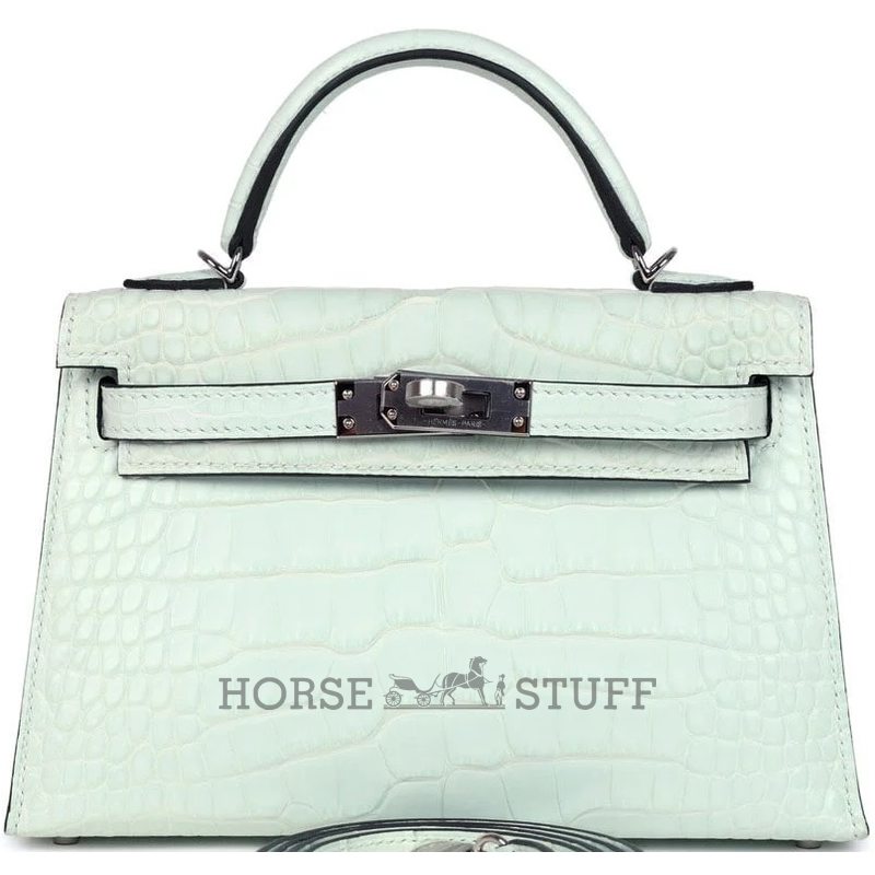 Hermès Kelly Sellier Mini II Vert Peppermint Matte Crocodile Alligator PHW