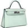 Hermès Kelly Sellier Mini II Vert Peppermint Matte Crocodile Alligator PHW