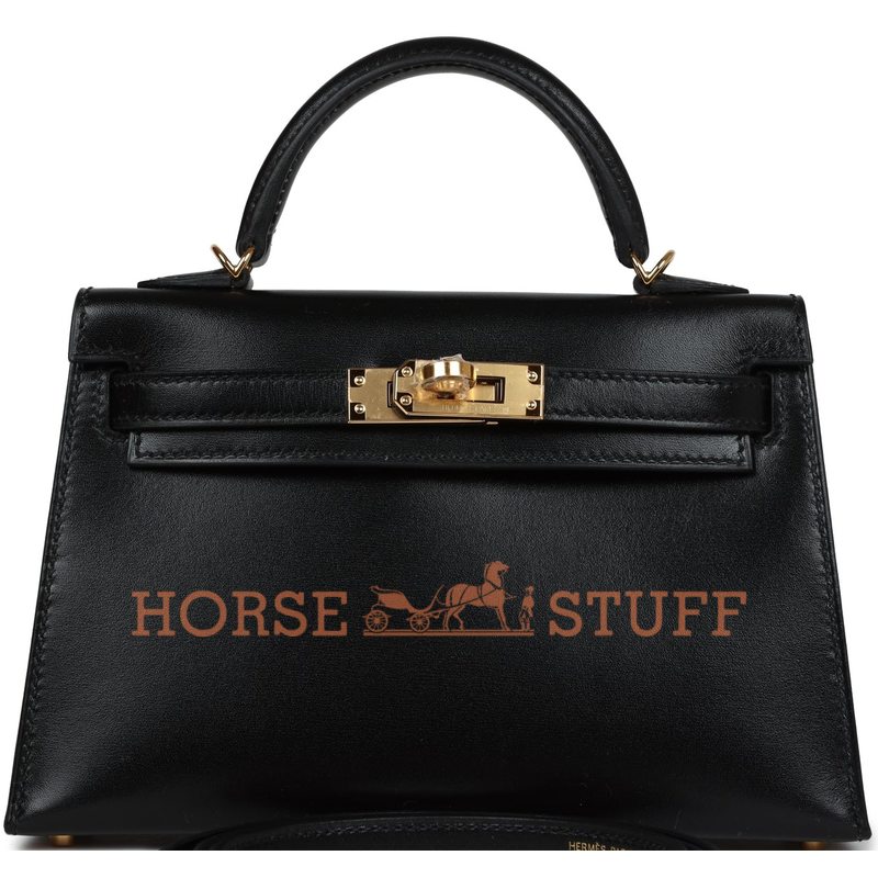 Hermès Kelly Sellier Mini II Black Box Calf GHW