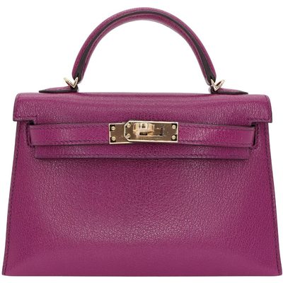 Hermès Kelly Sellier Mini II Anemone Chèvre Mysore GHW