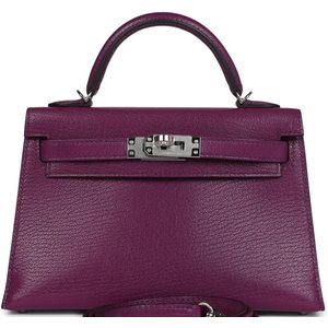 Hermès Kelly Sellier Mini II Anemone Chèvre Mysore PHW