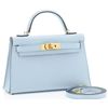 Hermès Kelly Sellier Mini II Blue Brume Chèvre GHW