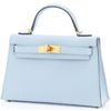 Hermès Kelly Sellier Mini II Blue Brume Chèvre GHW