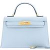 Hermès Kelly Sellier Mini II Blue Brume Chèvre GHW