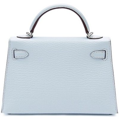 Hermès Kelly Sellier Mini II Blue Brume Chèvre PHW