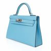 Hermès Kelly Sellier Mini II Blue Celeste Chèvre PHW