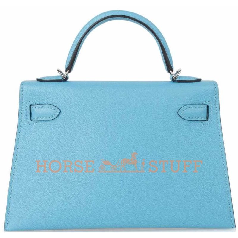 Hermès Kelly Sellier Mini II Blue Celeste Chèvre PHW