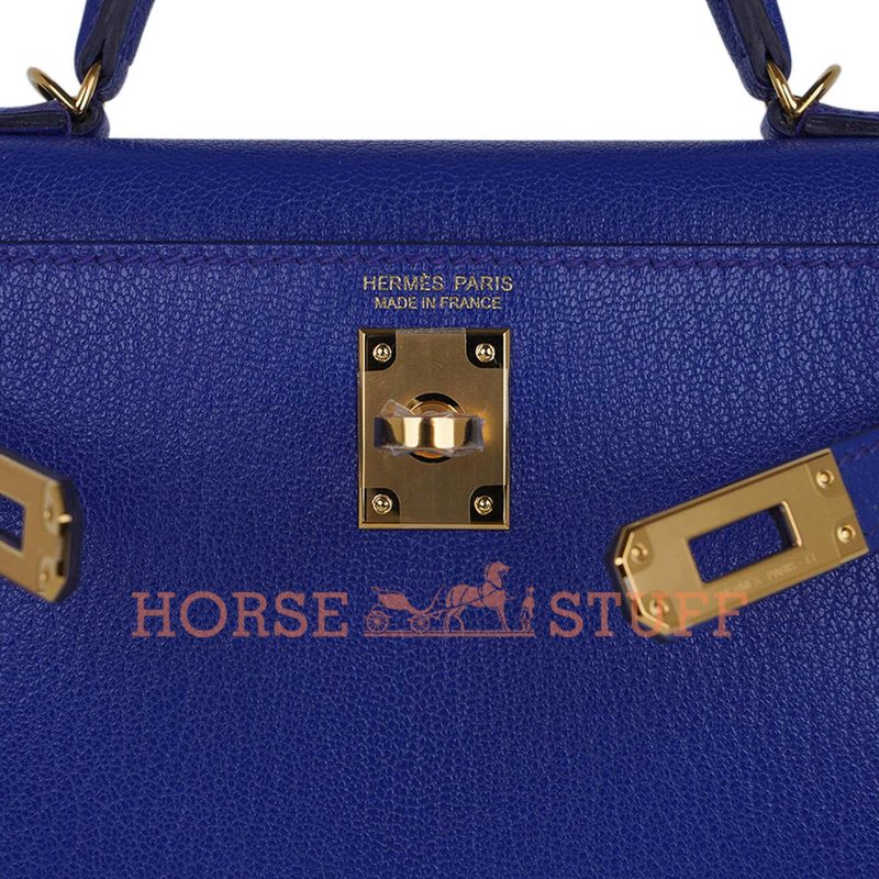 Hermès Kelly Sellier Mini II Blue de Royal Chèvre GHW