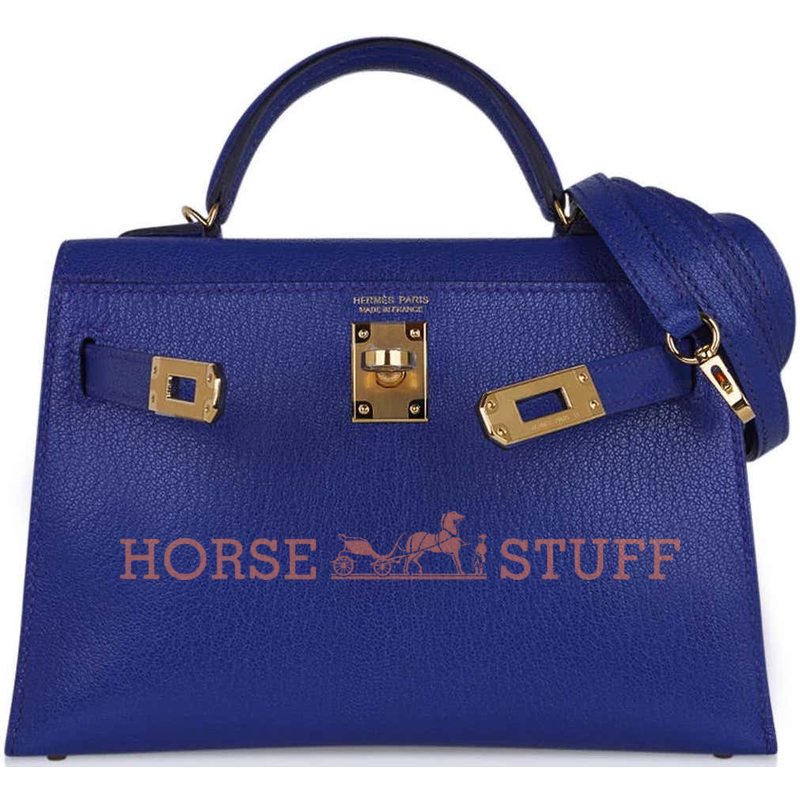 Hermès Kelly Sellier Mini II Blue de Royal Chèvre GHW