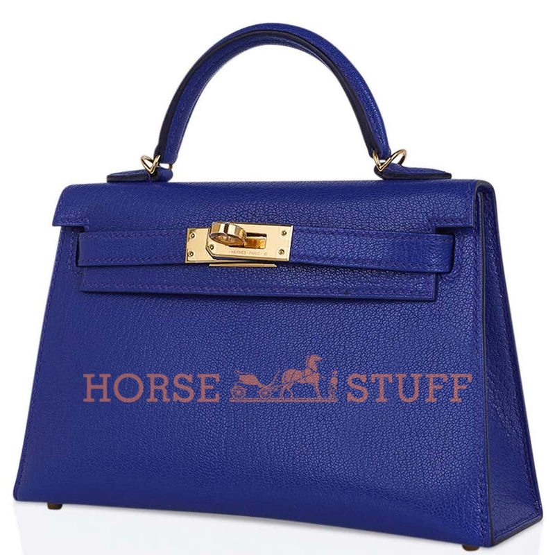 Hermès Kelly Sellier Mini II Blue de Royal Chèvre GHW