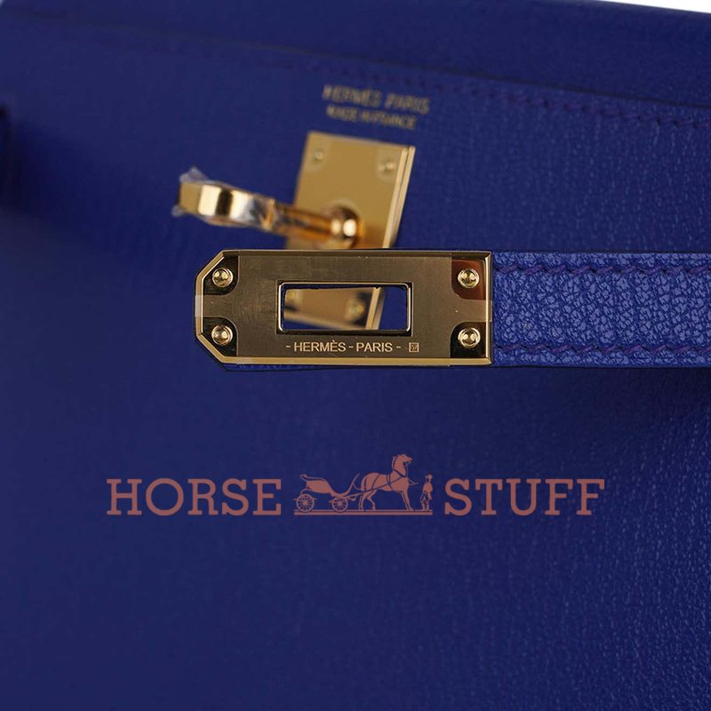 Hermès Kelly Sellier Mini II Blue de Royal Chèvre GHW