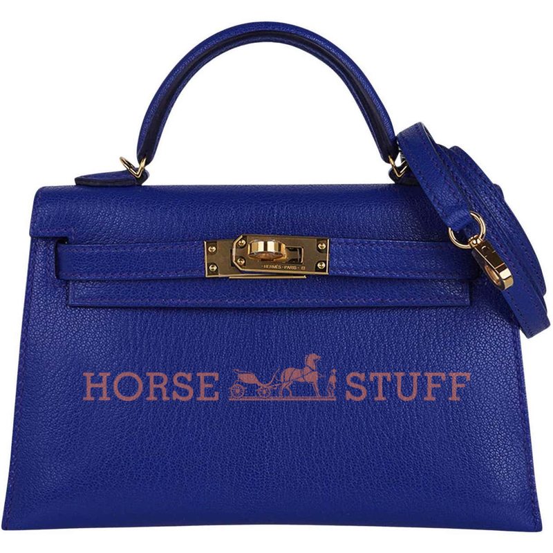 Hermès Kelly Sellier Mini II Blue de Royal Chèvre GHW