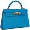 Hermès Kelly Sellier Mini II Blue Frida Chèvre GHW