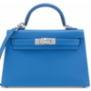 Hermès Kelly Sellier Mini II Blue Hydra Chèvre PHW