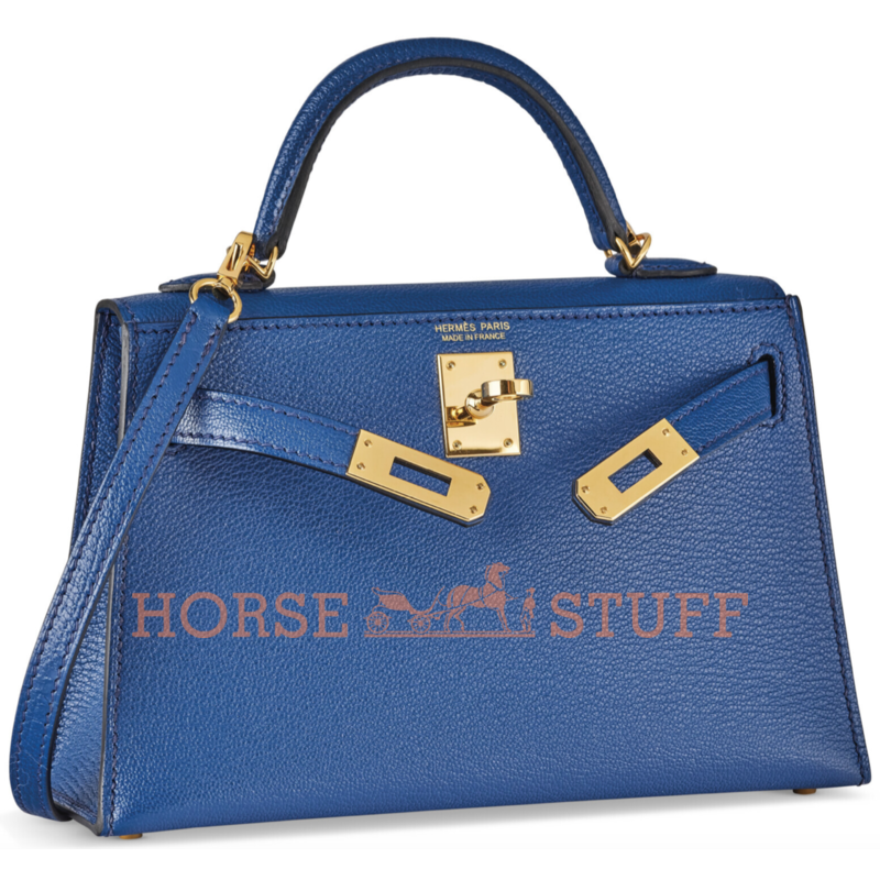 Hermès Kelly Sellier Mini II Blue Sapphire Chèvre GHW