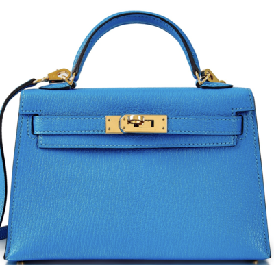 Hermès Kelly Sellier Mini II Blue Zanzibar Chèvre GHW