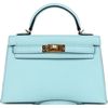 Hermès Kelly Sellier Mini II Blue Zephyr Chèvre GHW