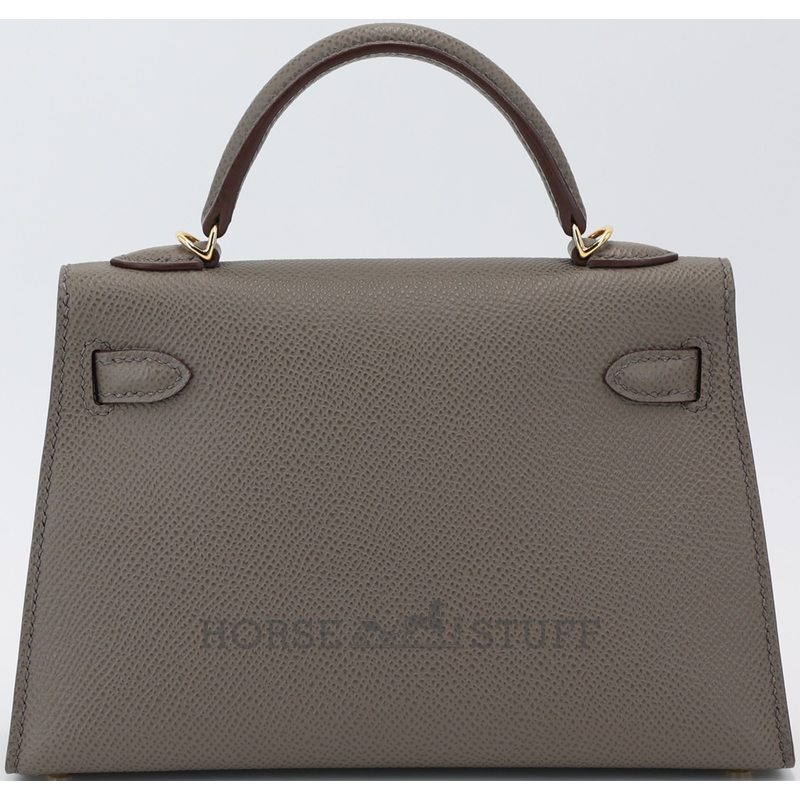 Hermès Kelly Sellier Mini II Etain Epsom GHW