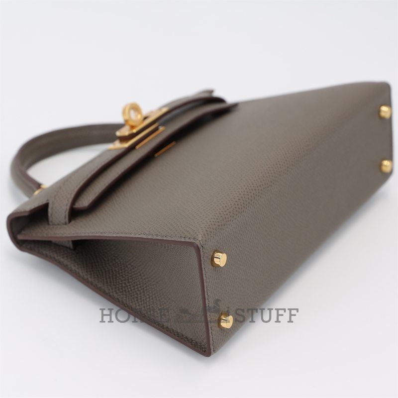 Hermès Kelly Sellier Mini II Etain Epsom GHW