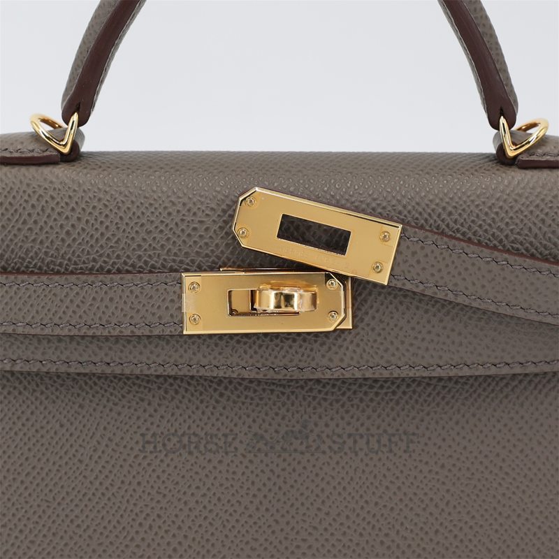 Hermès Kelly Sellier Mini II Etain Epsom GHW