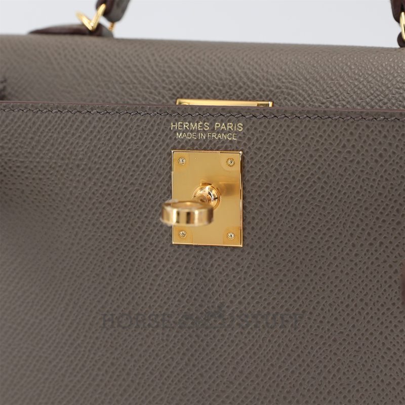 Hermès Kelly Sellier Mini II Etain Epsom GHW