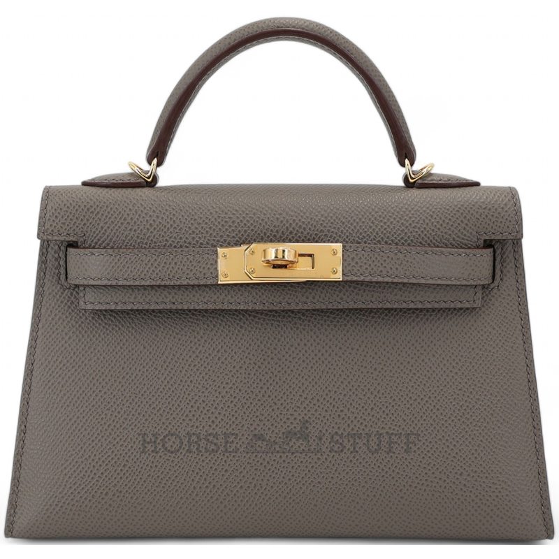 Hermès Kelly Sellier Mini II Etain Epsom GHW