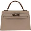 Hermès Kelly Sellier Mini II Gris Tourterelle Chèvre Mysore Permabrass HW