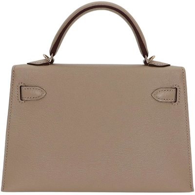 Hermès Kelly Sellier Mini II Gris Tourterelle Chèvre Mysore Permabrass HW