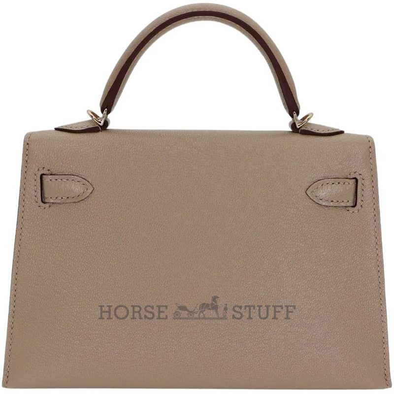 Hermès Kelly Sellier Mini II Gris Tourterelle Chèvre Mysore Permabrass HW